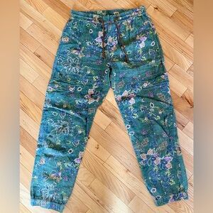 Anthropologie lightweight cargo-style pants - linen/viscose - paisley print